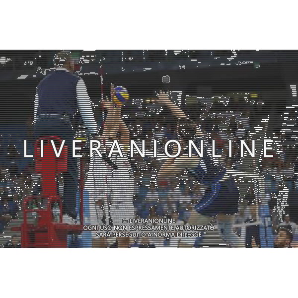 Pesaro - FIVB World League Pool A1 02/06/2017 Italia - Iran nella foto: RANDAZZO LUIGI ©Claudio Zamagni/Agenzia Aldo Liverani RANDAZZO LUIGI ATTACK AND IRAN BLOCK during FIVB World League volleyball pool A1 match between Italy and Iran at Adriatic Arena on June 02, 2017 in Adriatic Arena Pesaro Photo credit: CLAUDIO ZAMAGNI/ALDO LIVERANI PHOTO AGENCY 