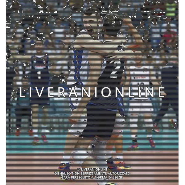 Pesaro - FIVB World League Pool A1 02/06/2017 Italia - Iran nella foto: ESULTANZA BALASO FABIO E RANDAZZO LUIGI ©Claudio Zamagni/Agenzia Aldo Liverani BALASO FABIO AND LUIGI CELEBRATES during FIVB World League volleyball pool A1 match between Italy and Iran at Adriatic Arena on June 02, 2017 in Adriatic Arena Pesaro Photo credit: CLAUDIO ZAMAGNI/ALDO LIVERANI PHOTO AGENCY 