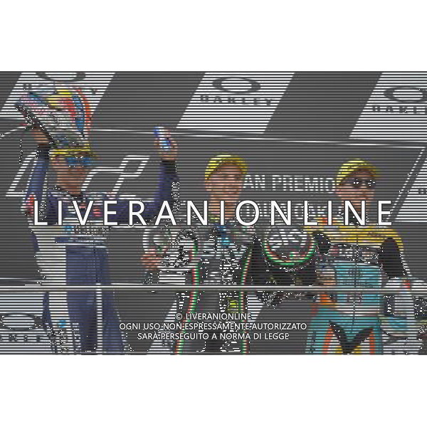 04.06.2017.Circuito Internazionale del Mugello.Scarperia, Italia. Moto3 Podio.fabio Di Giannantonio, Andrea Migno, Juanfran Guevara. FOTO G.PIAZZOLLA-AG ALDO LIVERANI SAS