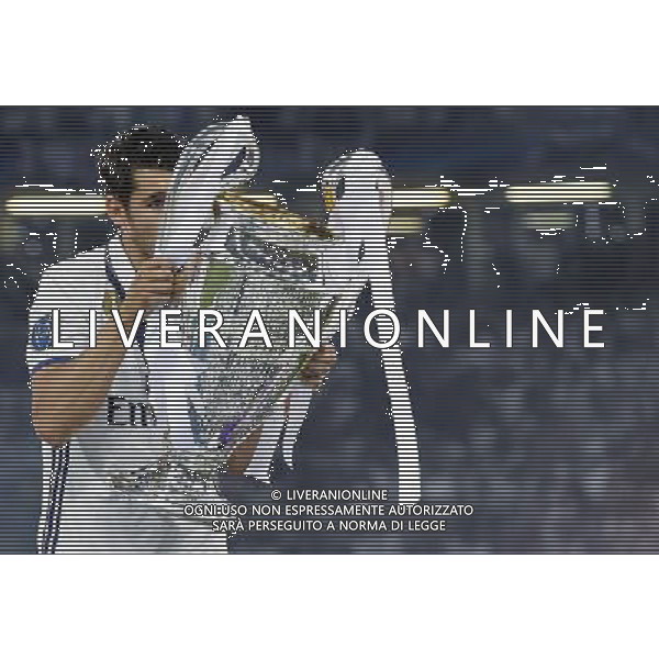 UEFA Champions League 2016/2017 Finale Cardiff (Galles) - 03.06.2017 Juventus-Real Madrid Nella Foto:Morata Alvaro con la coppa /Ph.Vitez-Ag. Aldo Liverani