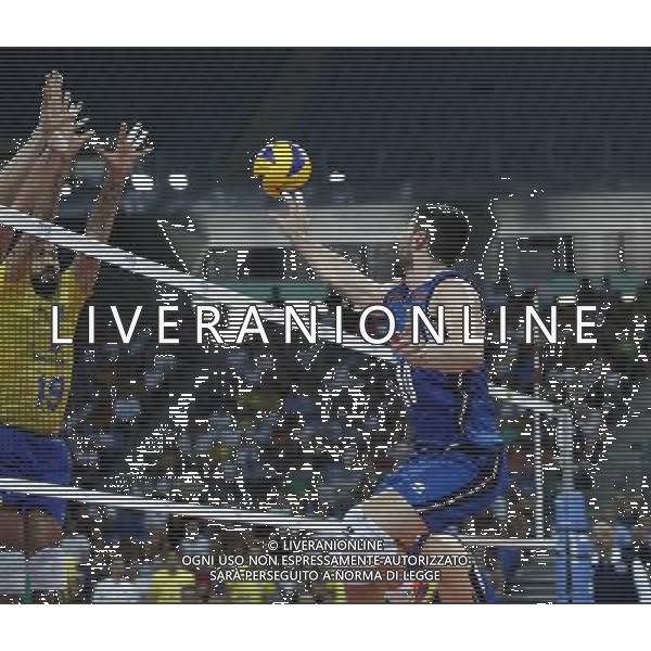 Pesaro - FIVB World League Pool A1 04/06/2017 Italia - Brasile nella foto: ATTACCO LANZA ©Claudio Zamagni/Agenzia Aldo Liverani LANZA ATTACK during FIVB World League volleyball pool A1 match between Italy and Brazil at Adriatic Arena on June 04, 2017 in Pesaro Photo credit Claudio Zamagni/Aldo Liverani Photo Agency