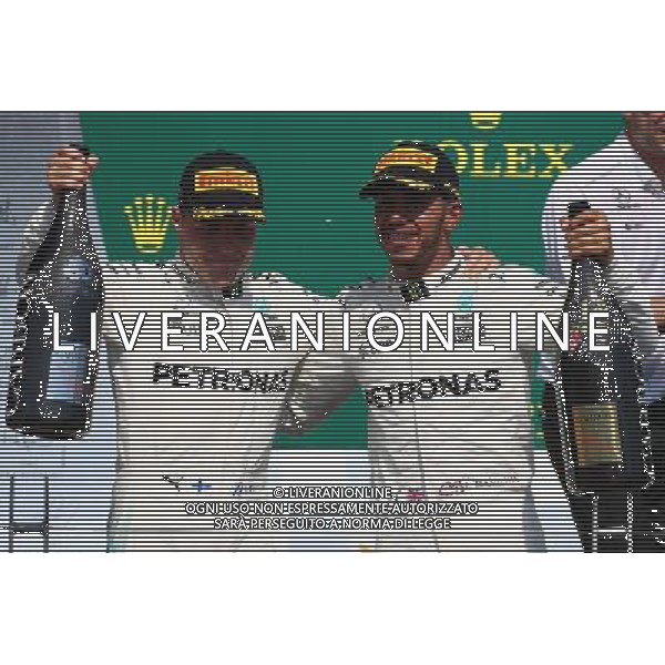 2nd for Valtteri Bottas (FIN) Mercedes AMG F1 W08 and 1st place for Lewis Hamilton (GBR) Mercedes AMG F1. 11.06.2017. Formula 1 World Championship, Rd 7, Canadian Grand Prix, Montreal, Canada, AG ALDO LIVERANI SAS ONLY ITALY