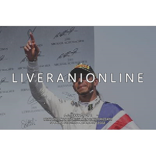 Race winner Lewis Hamilton (GBR) Mercedes AMG F1 celebrates on the podium. 11.06.2017. Formula 1 World Championship, Rd 7, Canadian Grand Prix, Montreal, Canada, Race Day. / AGENZIA ALDO LIVERANI SAS - ITALY ONLY EDITORIAL USE ONLY