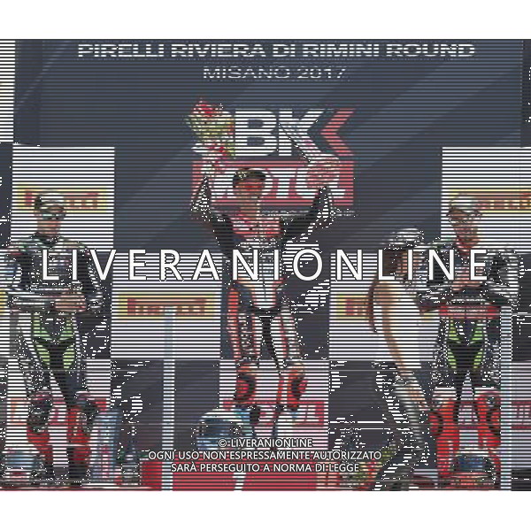 Misano - Gara 2 Campionato Mondiale Superbike 18/06/2017 nella foto: esultanza Marco Melandri (Ducati Aruba Racing) ©Claudio Zamagni/Agenzia Aldo Liverani Marco Melandri (Ducati Aruba Racing) celebrates during Race 2 Superbike World Championship Pirelli Riviera di Rimini Round at Misano World Circuit Marco Simoncelli June 18. 2017 in Misano Adriatico Photo credit by Claudio Zamagni/Aldo Liverani Photo Agency