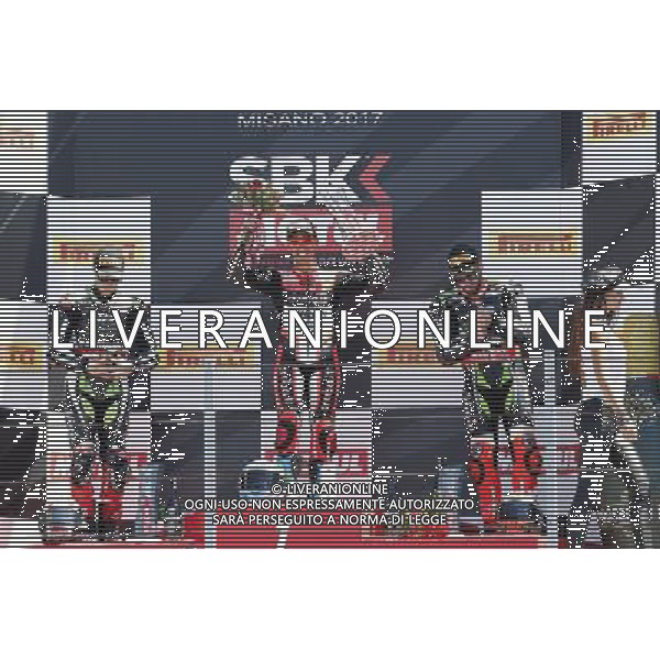 Misano - Gara 2 Campionato Mondiale Superbike 18/06/2017 nella foto: esultanza Marco Melandri (Ducati Aruba Racing) ©Claudio Zamagni/Agenzia Aldo Liverani Marco Melandri (Ducati Aruba Racing) celebrates during Race 2 Superbike World Championship Pirelli Riviera di Rimini Round at Misano World Circuit Marco Simoncelli June 18. 2017 in Misano Adriatico Photo credit by Claudio Zamagni/Aldo Liverani Photo Agency