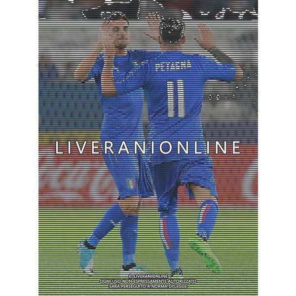 UEFA Campionato Europeo Under 21 Polonia 2017 Gruppo C Krakow (Polonia) - 18.06.2017 Danimarca-Italia Nella Foto: esultanza dopo il gol di Lorenzo Pellegrini con andrea petagna /Ph.Vitez-Ag. Aldo Liverani