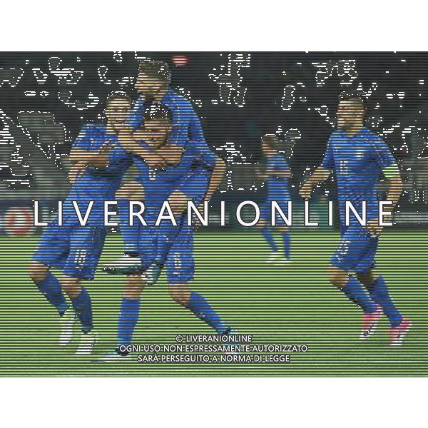 UEFA Campionato Europeo Under 21 Polonia 2017 Gruppo C Krakow (Polonia) - 18.06.2017 Danimarca-Italia Nella Foto: esultanza dopo il gol di Lorenzo Pellegrini con Domenico Berardi e Roberto Gagliardini /Ph.Vitez-Ag. Aldo Liverani