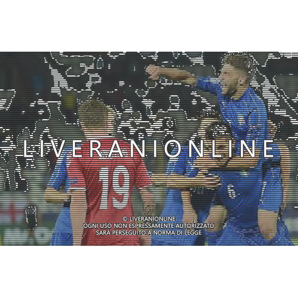 UEFA Campionato Europeo Under 21 Polonia 2017 Gruppo C Krakow (Polonia) - 18.06.2017 Danimarca-Italia Nella Foto: esultanza dopo il gol di Lorenzo Pellegrini con Domenico Berardi /Ph.Vitez-Ag. Aldo Liverani