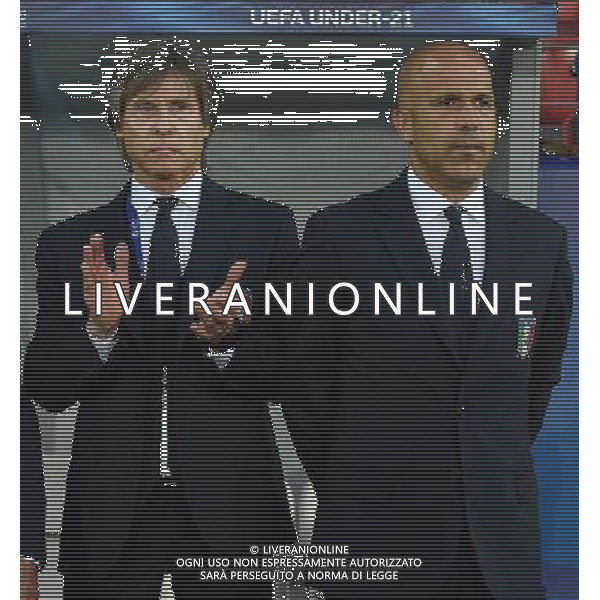 UEFA Campionato Europeo Under 21 Polonia 2017 Gruppo C Krakow (Polonia) - 18.06.2017 Danimarca-Italia Nella Foto:Gabriele Oriali e Luigi Di Biagio /Ph.Vitez-Ag. Aldo Liverani