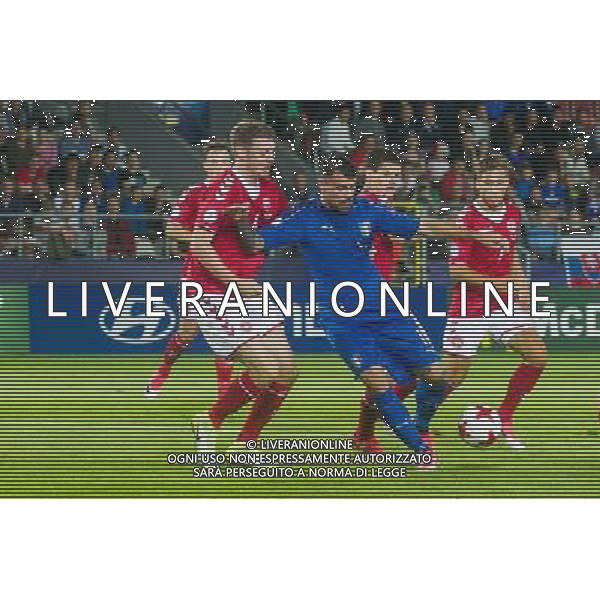 KRAKOW 18.06.2017 MECZ GRUPA C MISTRZOSTWA EUROPY U-21 W PILCE NOZNEJ 2017: DANIA - WLOCHY --- 2017 UEFA EUROPEAN U21 CHAMPIONSHIP MATCH: DENMARK - ITALY NZ ANDREA PETAGNA WOLCHY ITALY PATRIK BANGGAARD DANIA DENMARK FOT LUKASZ KRAJEWSKI / FOKUSMEDIA. / NEWSPIX.PL --- Newspix.pl AG ALDO LIVERANI SAS *** Local Caption *** www.newspix.pl mail us: info@newspix.pl call us: 0048 022 23 22 222 --- Polish Picture Agency by Ringier Axel Springer Poland