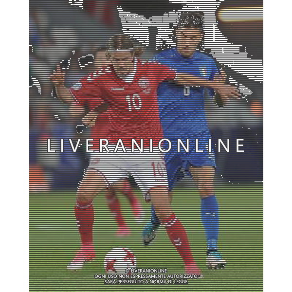 2017.06.18 Krakow Pilka Nozna Mistrzostwa Europy U21 Dania - Wlochy N/z Lucas Andersen, Lorenzo Pellegrini Foto Rafal Rusek / PressFocus 2017.06.18 Krakow Football UEFA Under21 Championship Poland 2017 Denmark - Italy Lucas Andersen, Lorenzo Pellegrini Credit: Rafal Rusek / PressFocus / NEWSPIX.PL --- Newspix.pl AG ALDO LIVERANI SAS *** Local Caption *** www.newspix.pl mail us: info@newspix.pl call us: 0048 022 23 22 222 --- Polish Picture Agency by Ringier Axel Springer Poland