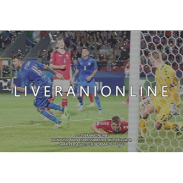 Krakow , Stadion im Jozefa Pilsudskiego 18.06.2017 Sport , Pilka nozna Reprezentacja , Kadra , U-21, Mistrzostwa Europy U21 2017 Grupa C Dania U21 - Wlochy U21 NZ Andrea Petagna ( ITA ) radosc bramka gol 0-2 celebration FOT Michal Nowak / Newspix.pl Krakow , Jozef Pilsudski\'s Stadium 18.06.2017 Sport , Football National Teams , UEFA Under-21 European Championship Poland 2017 , Group C Denmark U-21 - Italy U-21 photo by Michal Nowak / Newspix.pl --- Newspix.pl AG ALDO LIVERANI SAS *** Local Caption *** www.newspix.pl mail us: info@newspix.pl call us: 0048 022 23 22 222 --- Polish Picture Agency by Ringier Axel Springer Poland