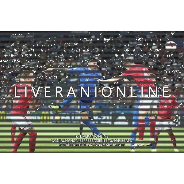 Krakow , Stadion im Jozefa Pilsudskiego 18.06.2017 Sport , Pilka nozna Reprezentacja , Kadra , U-21, Mistrzostwa Europy U21 2017 Grupa C Dania U21 - Wlochy U21 NZ Andrea Petagna ( ITA ) Patrick Banggaard ( DEN ) FOT Michal Nowak / Newspix.pl Krakow , Jozef Pilsudski\'s Stadium 18.06.2017 Sport , Football National Teams , UEFA Under-21 European Championship Poland 2017 , Group C Denmark U-21 - Italy U-21 photo by Michal Nowak / Newspix.pl --- Newspix.pl AG ALDO LIVERANI SAS *** Local Caption *** www.newspix.pl mail us: info@newspix.pl call us: 0048 022 23 22 222 --- Polish Picture Agency by Ringier Axel Springer Poland