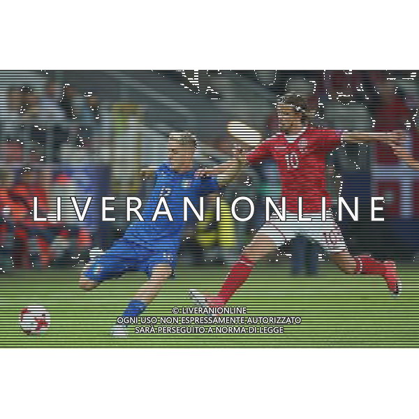 Krakow , Stadion im Jozefa Pilsudskiego 18.06.2017 Sport , Pilka nozna Reprezentacja , Kadra , U-21, Mistrzostwa Europy U21 2017 Grupa C Dania U21 - Wlochy U21 NZ Andrea Conti ( ITA ) Lucas Qvistorff Andersen ( DEN ) FOT Michal Nowak / Newspix.pl Krakow , Jozef Pilsudski\'s Stadium 18.06.2017 Sport , Football National Teams , UEFA Under-21 European Championship Poland 2017 , Group C Denmark U-21 - Italy U-21 photo by Michal Nowak / Newspix.pl --- Newspix.pl AG ALDO LIVERANI SAS *** Local Caption *** www.newspix.pl mail us: info@newspix.pl call us: 0048 022 23 22 222 --- Polish Picture Agency by Ringier Axel Springer Poland
