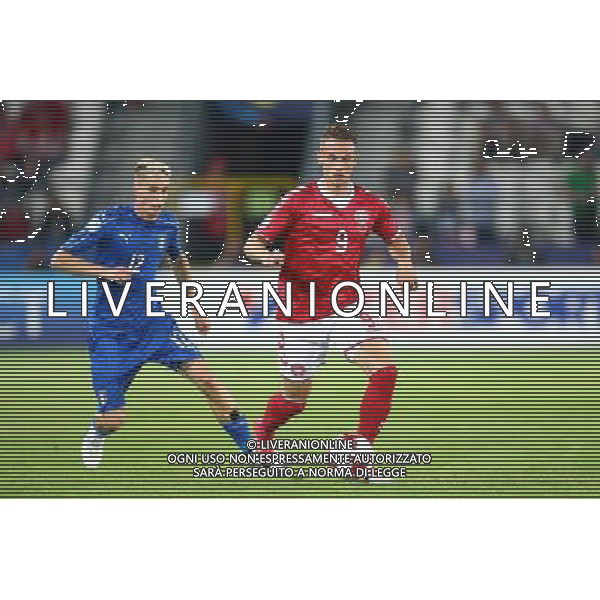 Krakow , Stadion im Jozefa Pilsudskiego 18.06.2017 Sport , Pilka nozna Reprezentacja , Kadra , U-21, Mistrzostwa Europy U21 2017 Grupa C Dania U21 - Wlochy U21 NZ Andrea Conti ( ITA ) Marcus Ingvartsen ( DEN ) FOT Michal Nowak / Newspix.pl Krakow , Jozef Pilsudski\'s Stadium 18.06.2017 Sport , Football National Teams , UEFA Under-21 European Championship Poland 2017 , Group C Denmark U-21 - Italy U-21 photo by Michal Nowak / Newspix.pl --- Newspix.pl AG ALDO LIVERANI SAS *** Local Caption *** www.newspix.pl mail us: info@newspix.pl call us: 0048 022 23 22 222 --- Polish Picture Agency by Ringier Axel Springer Poland