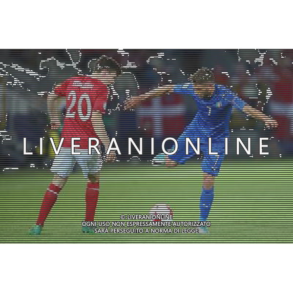 Krakow , Stadion im Jozefa Pilsudskiego 18.06.2017 Sport , Pilka nozna Reprezentacja , Kadra , U-21, Mistrzostwa Europy U21 2017 Grupa C Dania U21 - Wlochy U21 NZ Jacob Rasmussen ( DEN ) Domenico Berardi ( ITA ) FOT Michal Nowak / Newspix.pl Krakow , Jozef Pilsudski\'s Stadium 18.06.2017 Sport , Football National Teams , UEFA Under-21 European Championship Poland 2017 , Group C Denmark U-21 - Italy U-21 photo by Michal Nowak / Newspix.pl --- Newspix.pl AG ALDO LIVERANI SAS *** Local Caption *** www.newspix.pl mail us: info@newspix.pl call us: 0048 022 23 22 222 --- Polish Picture Agency by Ringier Axel Springer Poland