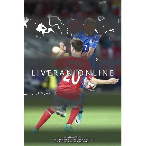 Krakow , Stadion im Jozefa Pilsudskiego 18.06.2017 Sport , Pilka nozna Reprezentacja , Kadra , U-21, Mistrzostwa Europy U21 2017 Grupa C Dania U21 - Wlochy U21 NZ Jacob Rasmussen ( DEN ) Domenico Berardi ( ITA ) FOT Michal Nowak / Newspix.pl Krakow , Jozef Pilsudski\'s Stadium 18.06.2017 Sport , Football National Teams , UEFA Under-21 European Championship Poland 2017 , Group C Denmark U-21 - Italy U-21 photo by Michal Nowak / Newspix.pl --- Newspix.pl AG ALDO LIVERANI SAS *** Local Caption *** www.newspix.pl mail us: info@newspix.pl call us: 0048 022 23 22 222 --- Polish Picture Agency by Ringier Axel Springer Poland