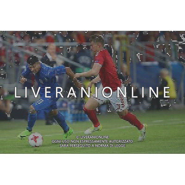 Krakow , Stadion im Jozefa Pilsudskiego 18.06.2017 Sport , Pilka nozna Reprezentacja , Kadra , U-21, Mistrzostwa Europy U21 2017 Grupa C Dania U21 - Wlochy U21 NZ Andrea Petagna ( ITA ) Andreas Maxso ( DEN ) FOT Michal Nowak / Newspix.pl Krakow , Jozef Pilsudski\'s Stadium 18.06.2017 Sport , Football National Teams , UEFA Under-21 European Championship Poland 2017 , Group C Denmark U-21 - Italy U-21 photo by Michal Nowak / Newspix.pl --- Newspix.pl AG ALDO LIVERANI SAS *** Local Caption *** www.newspix.pl mail us: info@newspix.pl call us: 0048 022 23 22 222 --- Polish Picture Agency by Ringier Axel Springer Poland