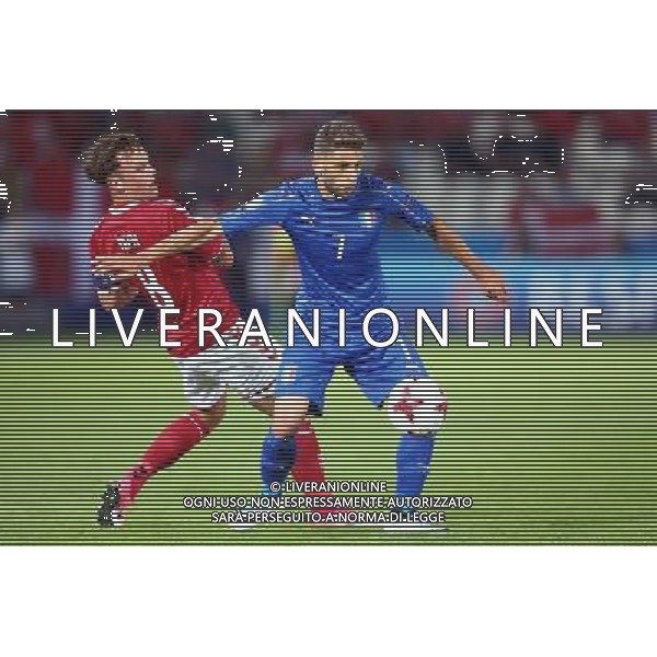 Krakow , Stadion im Jozefa Pilsudskiego 18.06.2017 Sport , Pilka nozna Reprezentacja , Kadra , U-21, Mistrzostwa Europy U21 2017 Grupa C Dania U21 - Wlochy U21 NZ Lasse Vigen Christensen ( DEN ) Domenico Berardi ( ITA ) FOT Michal Nowak / Newspix.pl Krakow , Jozef Pilsudski\'s Stadium 18.06.2017 Sport , Football National Teams , UEFA Under-21 European Championship Poland 2017 , Group C Denmark U-21 - Italy U-21 photo by Michal Nowak / Newspix.pl --- Newspix.pl AG ALDO LIVERANI SAS *** Local Caption *** www.newspix.pl mail us: info@newspix.pl call us: 0048 022 23 22 222 --- Polish Picture Agency by Ringier Axel Springer Poland