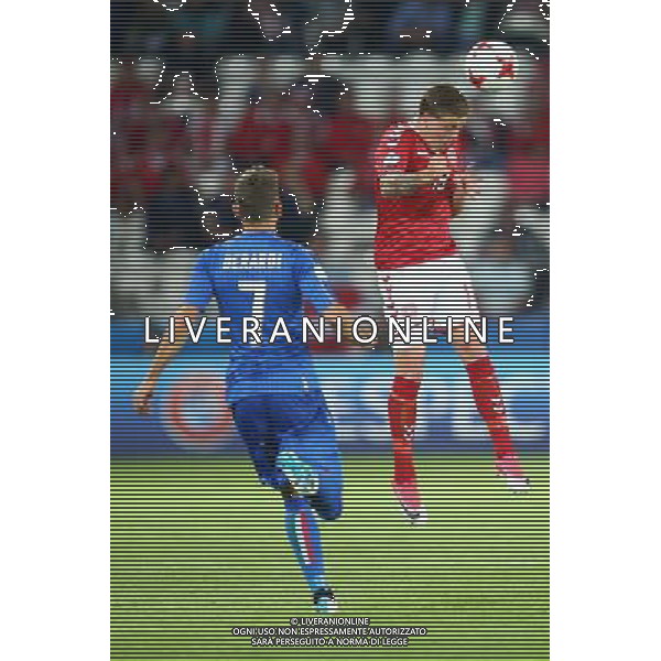 Krakow , Stadion im Jozefa Pilsudskiego 18.06.2017 Sport , Pilka nozna Reprezentacja , Kadra , U-21, Mistrzostwa Europy U21 2017 Grupa C Dania U21 - Wlochy U21 NZ Domenico Berardi ( ITA ) Frederik Borsting ( DEN ) FOT Michal Nowak / Newspix.pl Krakow , Jozef Pilsudski\'s Stadium 18.06.2017 Sport , Football National Teams , UEFA Under-21 European Championship Poland 2017 , Group C Denmark U-21 - Italy U-21 photo by Michal Nowak / Newspix.pl --- Newspix.pl AG ALDO LIVERANI SAS *** Local Caption *** www.newspix.pl mail us: info@newspix.pl call us: 0048 022 23 22 222 --- Polish Picture Agency by Ringier Axel Springer Poland