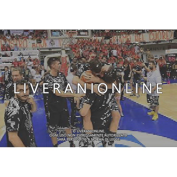 TRIESTE-VIRTUS SEGAFREDO BOLOGNA 19-06-2017 FINALE PLAY OFF PER LA CONQUISTA DELLA SERIE A 1 NELLA FOTO I GIOCATORI DELLA VIRTUS SEGAFREDO BOLOGNA ESULTANO PER LA PROMOZIONE IN SERIE A 1 FOTO OPTIMA-AG ALDO LIVERANI SAS