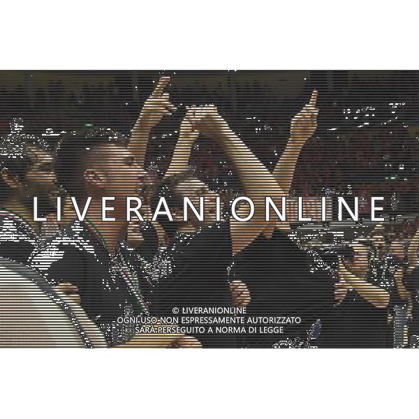 TRIESTE-VIRTUS SEGAFREDO BOLOGNA 19-06-2017 FINALE PLAY OFF PER LA CONQUISTA DELLA SERIE A 1 NELLA FOTO I GIOCATORI DELLA VIRTUS SEGAFREDO BOLOGNA ESULTANO PER LA PROMOZIONE IN SERIE A 1 FOTO OPTIMA-AG ALDO LIVERANI SAS