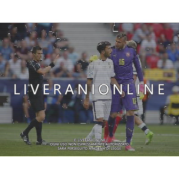 TYCHY STADION MIEJSKI 21.06.2017 MECZ MISTRZOSTW EUROPY UNDER 21 2017 PILKA NOZNA CZECHY (czerwone) - WLOCHY (biale) NZ sedzia Benoit Bastien , Danilo Cataldi , Lukaz Zima . FOT TOMASZ WANTULA / NEWSPIX.PL TYCHY 21.06.2017 FOOTBALL MEN\'S CHAMPIONSCHIP UNDER 21 POLAND 2017 CZECH REPUBLIC - ITALY TOMASZ WANTULA / NEWSPIX.PL --- Newspix.pl AG ALDO LIVERANI SAS ONLY ITALY *** Local Caption *** www.newspix.pl mail us: info@newspix.pl call us: 0048 022 23 22 222 --- Polish Picture Agency by Ringier Axel Springer Poland