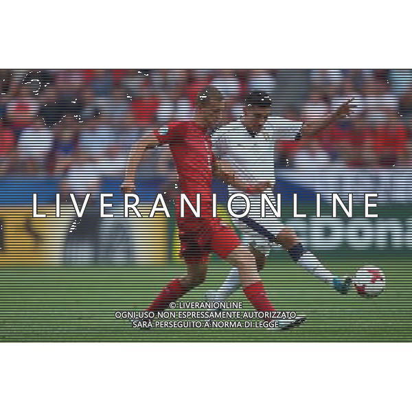 Tychy , Stadion Miejski 21.06.2017 Sport , Pilka nozna Reprezentacja , Kadra , U-21, Mistrzostwa Europy U21 2017 Grupa C Czechy U21 - Wlochy U21 NZ Tomas Soucek ( CZE ) Lorenzo Pellegrini ( ITA ) FOT Michal Nowak / Newspix.pl Tychy , City Stadium 21.06.2017 Sport , Football National Teams , UEFA Under-21 European Championship Poland 2017 , Group C Czech Republic U-21 - Italy U-21 photo by Michal Nowak / Newspix.pl --- Newspix.pl / AGENZIA ALDO LIVERANI SAS - ITALY ONLY EDITORIAL USE ONLY - Repubblica Ceca - Italia UEFA Campionato Europeo Under 21 Polonia 2017 Gruppo C Tychy (Polonia) - 21.06.2017