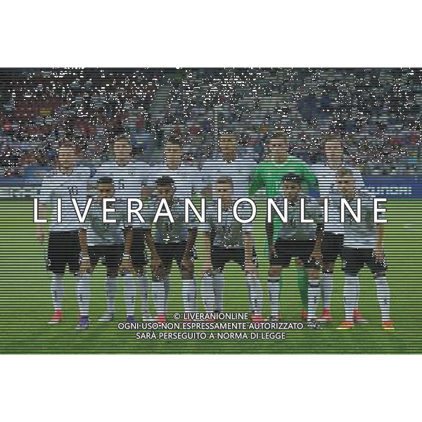 2017.06.21 Krakow Pilka Nozna Mistrzostwa Europy U21 Niemcy - Dania N/z Maximilian Arnold, Niklas Stark, Marc-Oliver Kempf, Davie Selke, Julian Pollersbeck, Yannick Gerhardt, Jeremy Toljan, Serge Gnabry, Mitchell Weiser, Mahmoud Dahoud, Max Meyer - formazione germania Foto Rafal Rusek / PressFocus 2017.06.21 Krakow Football UEFA Under21 Championship Poland 2017 Germany - Denmark Maximilian Arnold, Niklas Stark, Marc-Oliver Kempf, Davie Selke, Julian Pollersbeck, Yannick Gerhardt, Jeremy Toljan, Serge Gnabry, Mitchell Weiser, Mahmoud Dahoud, Max Meyer Credit: Rafal Rusek / PressFocus / NEWSPIX.PL --- Newspix.pl / AGENZIA ALDO LIVERANI SAS - ITALY ONLY EDITORIAL USE ONLY - Germania - Danimarca UEFA Campionato Europeo Under 21 Polonia 2017 Gruppo C Cracovia (Polonia) - 21.06.2017