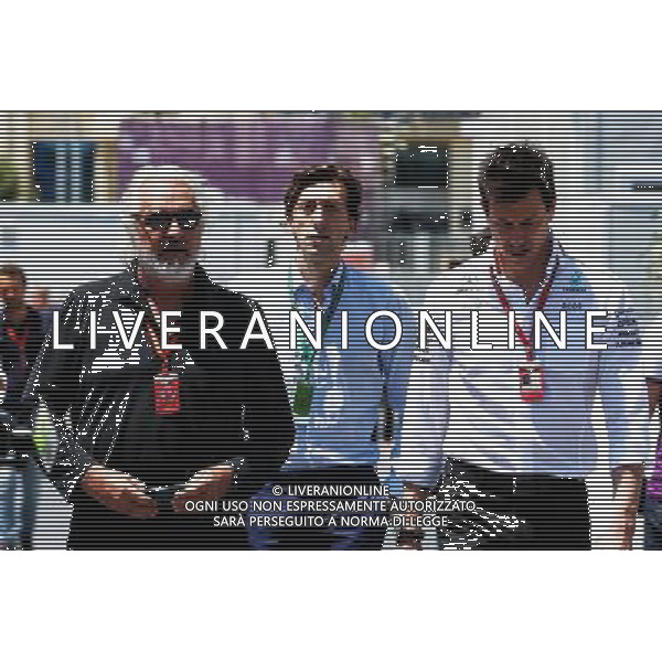 (L to R): Flavio Briatore (ITA) with Toto Wolff (GER) Mercedes AMG F1 Shareholder and Executive Director. 24.06.2017. Formula 1 World Championship, Rd 8, Azerbaijan Grand Prix, Baku Street Circuit, Azerbaijan, Qualifying Day. / AGENZIA ALDO LIVERANI SAS - ITALY ONLY EDITORIAL USE ONLY - - Gp F1 Baku Street Circuit, Azerbaijan, Prove Ufficiali Qualifiche 24.06.2017.