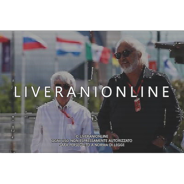 (L to R): Bernie Ecclestone (GBR) with Flavio Briatore (ITA). 24.06.2017. Formula 1 World Championship, Rd 8, Azerbaijan Grand Prix, Baku Street Circuit, Azerbaijan, Qualifying Day. / AGENZIA ALDO LIVERANI SAS - ITALY ONLY EDITORIAL USE ONLY - - Gp F1 Baku Street Circuit, Azerbaijan, Prove Ufficiali Qualifiche 24.06.2017.