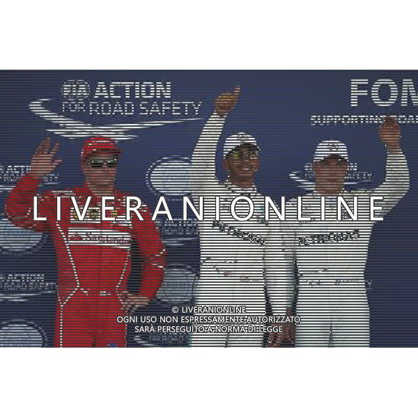 Pole for Lewis Hamilton (GBR) Mercedes AMG F1 W08, 2nd for Valtteri Bottas (FIN) Mercedes AMG F1 W08 and 3rd for Kimi Raikkonen (FIN) Ferrari SF70H. 24.06.2017. Formula 1 World Championship, Rd 8, Azerbaijan Grand Prix, Baku Street Circuit, Azerbaijan, Qualifying Day. / AGENZIA ALDO LIVERANI SAS - ITALY ONLY EDITORIAL USE ONLY - - Gp F1 Baku Street Circuit, Azerbaijan, Prove Ufficiali Qualifiche 24.06.2017.