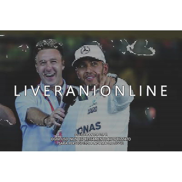 Pole sitter Lewis Hamilton (GBR) Mercedes AMG F1 in qualifying parc ferme with Davide Valsecchi (ITA) Sky F1 Italia Presenter. 24.06.2017. Formula 1 World Championship, Rd 8, Azerbaijan Grand Prix, Baku Street Circuit, Azerbaijan, Qualifying Day. / AGENZIA ALDO LIVERANI SAS - ITALY ONLY EDITORIAL USE ONLY - - Gp F1 Baku Street Circuit, Azerbaijan, Prove Ufficiali Qualifiche 24.06.2017.