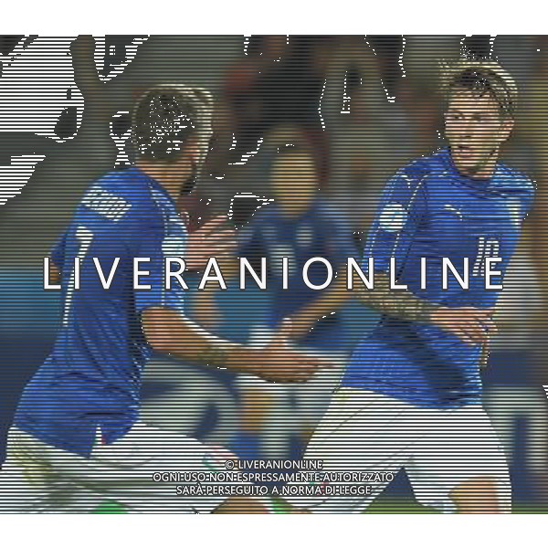 UEFA Campionato Europeo Under 21 Polonia 2017 Gruppo C Krakow (Polonia) - 24.06.2017 Italia-Germania Nella Foto: esultanza dopo il gol di federico bernardeschi del 1-0 con domenico berardi /Ph.Vitez-Ag. Aldo Liverani