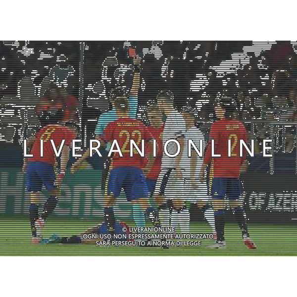UEFA Campionato Europeo Under 21 Polonia 2017 Semifinale Krakow (Polonia) - 27.06.2017 Spagna-Italia Nella Foto: roberto gagliardini espulsione - arbitro estrae il cartellino rosso /Ph.Vitez-Ag. Aldo Liverani
