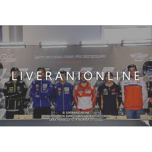 29/06/2017, Sachsenring, Oberlungwitz, Germania;Jonas Folger, Valentino Rossi, Maverick Vinales, Andrea Dovizioso, Marc Marquez e Danilo Petrucci Â© PIAZZOLLA / AGENZIA ALDO LIVERANI SAS - Conferenza Stampa Motomondiale Motogp Sachsenring, Oberlungwitz, MotoGp Germania 29/06/2017
