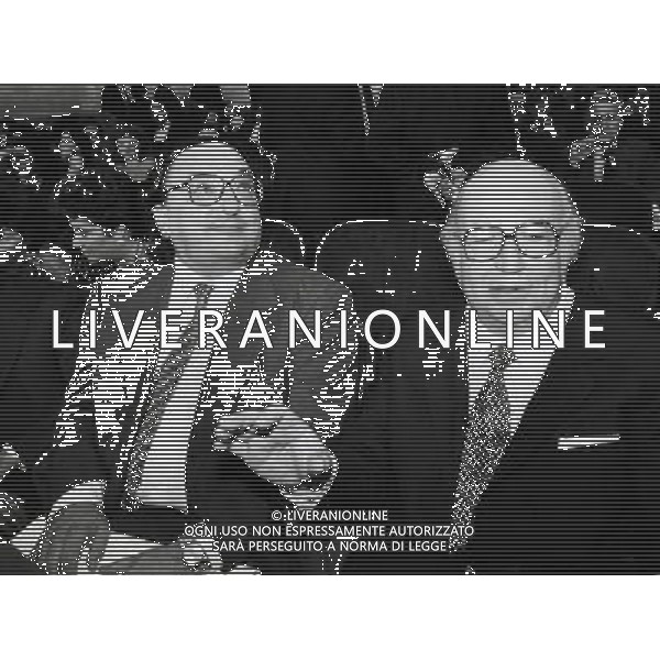 RETROSPETTIVA GIOVANNI SPADOLINI POLITICO NELLA FOTO GIOVANNI SPADOLINI CON GIANNI DE MICHELIS AG ALDO LIVERANI SAS