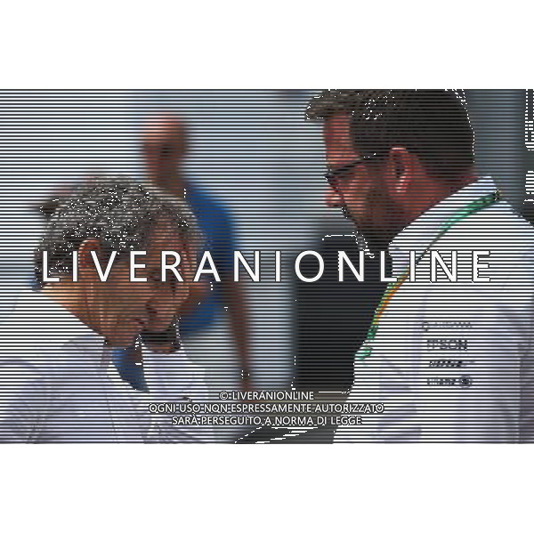 (L to R): Alain Prost (FRA) Renault Sport F1 Team Special Advisor with Gwen Lagrue, Head of Mercedes AMG Driver Development. 09.07.2017. Formula 1 World Championship, Rd 9, Austrian Grand Prix, Spielberg, Austria, Race Day. AG ALDO LIVERANI SAS ONLY ITALY
