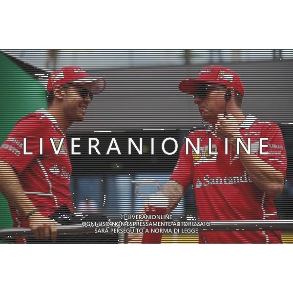(L to R): Sebastian Vettel (GER) Ferrari with Kimi Raikkonen (FIN) Ferrari on the drivers parade. 09.07.2017. Formula 1 World Championship, Rd 9, Austrian Grand Prix, Spielberg, Austria, Race Day. AG ALDO LIVERANI SAS ONLY ITALY