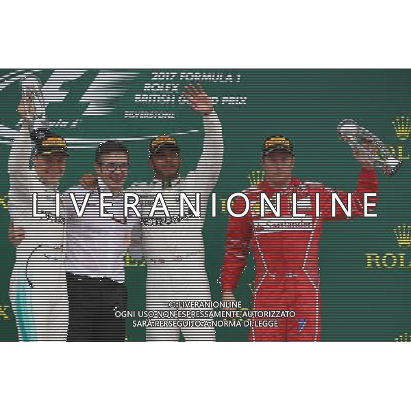 1st place Lewis Hamilton (GBR) Mercedes AMG F1 W08, 2nd place Valtteri Bottas (FIN) Mercedes AMG F1 W08 and 3rd place Kimi Raikkonen (FIN) Ferrari SF70H. 16.07.2017. Formula 1 World Championship, Rd 10, British Grand Prix, Silverstone, England, Race Day. AG ALDO LIVERAI SAS ONLY ITALY