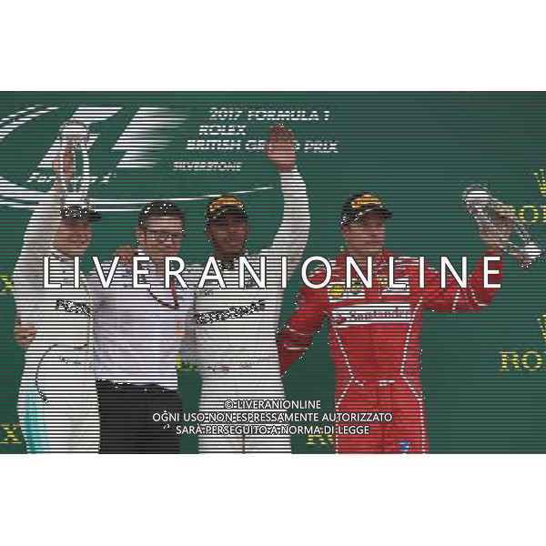 1st place Lewis Hamilton (GBR) Mercedes AMG F1 W08, 2nd place Valtteri Bottas (FIN) Mercedes AMG F1 W08 and 3rd place Kimi Raikkonen (FIN) Ferrari SF70H. 16.07.2017. Formula 1 World Championship, Rd 10, British Grand Prix, Silverstone, England, Race Day. AG ALDO LIVERAI SAS ONLY ITALY