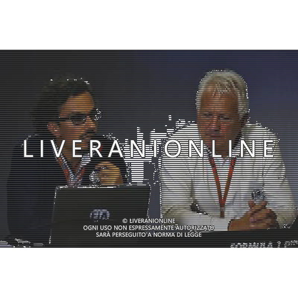 (L to R): Laurent Mekies (FRA) FIA Safety Director with Charlie Whiting (GBR) FIA Delegate in a FIA Press Conference. 27.07.2017. Formula 1 World Championship, Rd 11, Hungarian Grand Prix, Budapest, Hungary, Preparation Day. / AGENZIA ALDO LIVERANI SAS - ITALY ONLY EDITORIAL USE ONLY