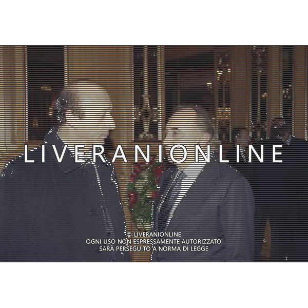 16-12-1997 MILANO HOTEL PRINCIPE E SAVOIA FESTA DI NATALE DELLA LEGA CALCIO NELLA FOTO CORRADO FERLAINO PRESIDENTE NAPOLI CALCIO CON LUCIANO MOGGI AG ALDO LIVERANI SAS