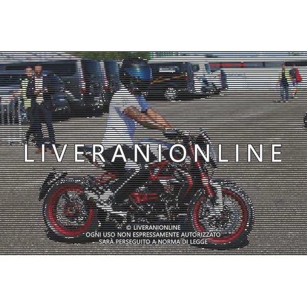 Lewis Hamilton (GBR) Mercedes AMG F1 on his motorbike. 29.07.2017. Formula 1 World Championship, Rd 11, Hungarian Grand Prix, Budapest, Hungary, Qualifying Day. /AGENZIA ALDO LIVERANI SAS - ITALY ONLY - EDITORIAL USE ONLY - GP F1 UNGHERIA PROVE UFFICIALI QUALIFICHE 29/07/2017