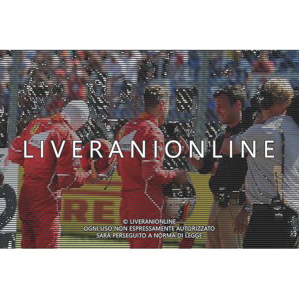 Will Buxton (GBR) NBC Sports Network TV Presenter with pole sitter Sebastian Vettel (GER) Ferrari and Kimi Raikkonen (FIN) Ferrari (Left) in parc ferme. 29.07.2017. Formula 1 World Championship, Rd 11, Hungarian Grand Prix, Budapest, Hungary, Qualifying Day. /AGENZIA ALDO LIVERANI SAS - ITALY ONLY - EDITORIAL USE ONLY - - GP F1 UNGHERIA PROVE UFFICIALI QUALIFICHE 29/07/2017