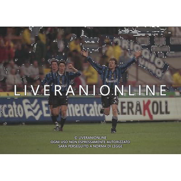 08-04-1997 MILANO- COPPA UEFA INTER MONACO NELLA FOTO ESULTANZA MAURIZIO GANZ AG ALDO LIVERANI SAS