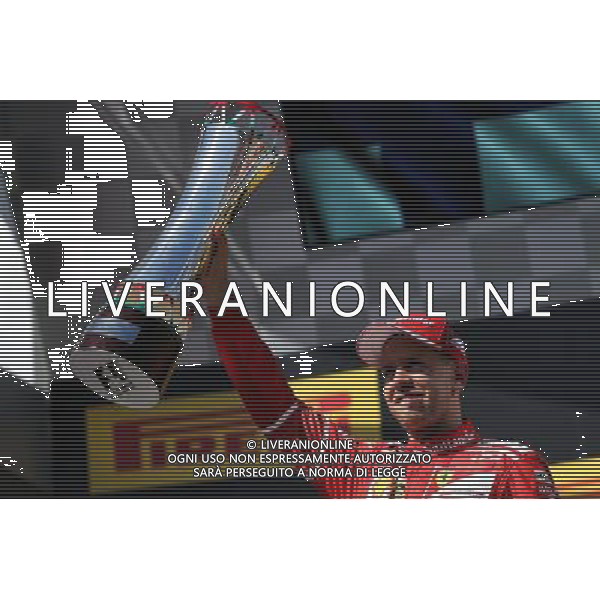 Race winner Sebastian Vettel (GER) Ferrari celebrates on the podium. 30.07.2017. Formula 1 World Championship, Rd 11, Hungarian Grand Prix, Budapest, Hungary, Race Day. /AGENZIA ALDO LIVERANI SAS - ITALY ONLY - EDITORIAL USE ONLY - - GP F1 BUDAPEST UNGHERIA GARA 30/07/2017