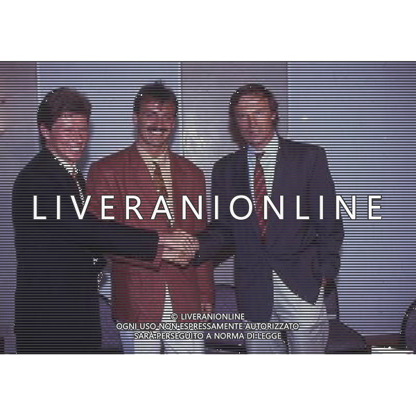 RETROSPETTIVA FRANCESCO MORINI CALCIATORE E DIRIGENTE SPORTIVO NELLA FOTO FRANCESCO MORINI CON STEFAN REUTER E JURGHEN KOHLER AG ALDO LIVERANI SAS