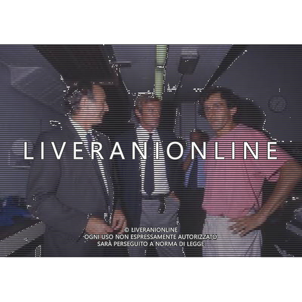 RETROSPETTIVA FRANCESCO MORINI CALCIATORE E DIRIGENTE SPORTIVO NELLA FOTO FRANCESCO MORINI CON RINO MARCHESI E MICHEL PLATINI AG ALDO LIVERANI SAS