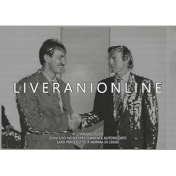 RETROSPETTIVA FRANCESCO MORINI CALCIATORE E DIRIGENTE SPORTIVO NELLA FOTO FRANCESCO MORINI CON JURGHEN KOHLER AG ALDO LIVERANI SAS